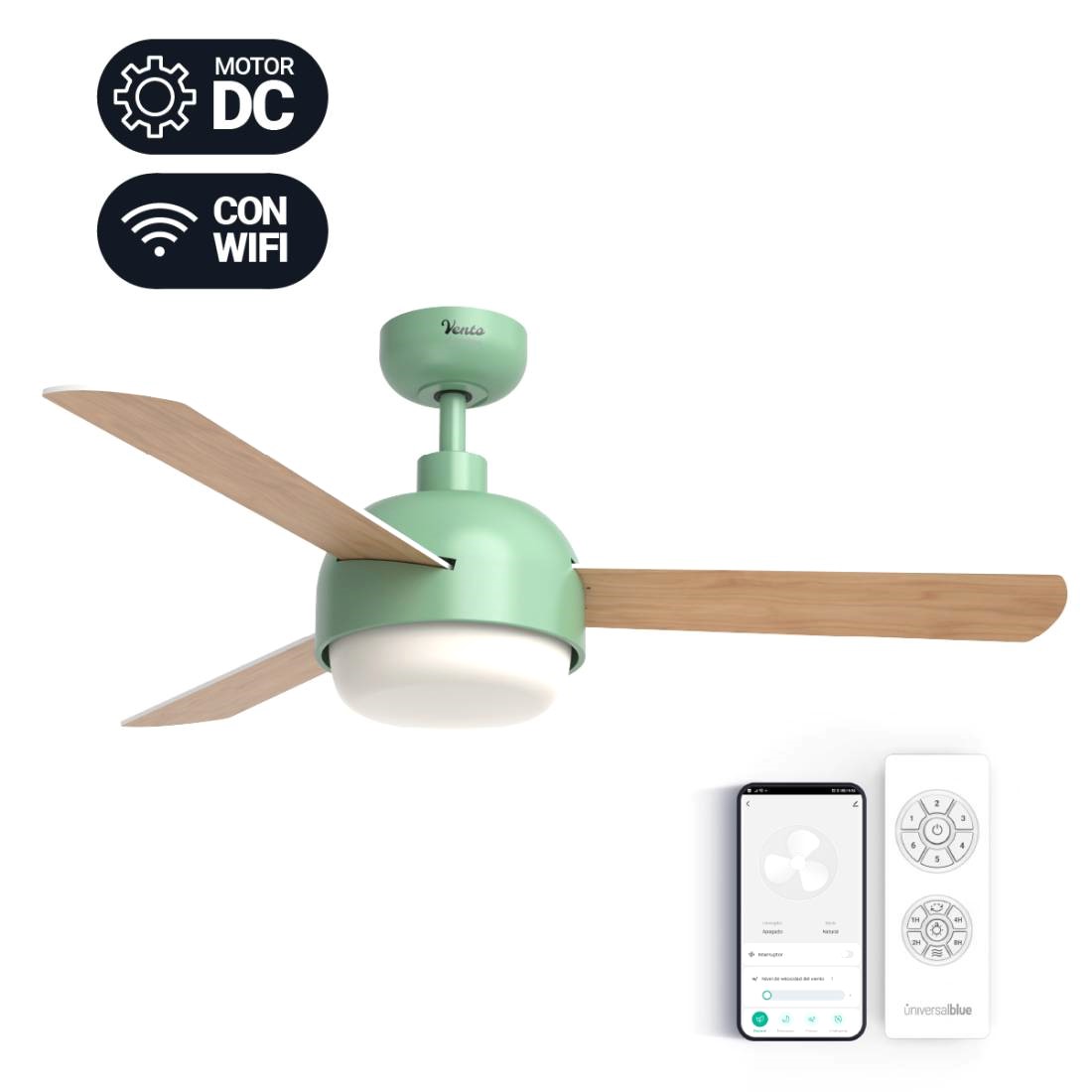 Ventilador de techo Universal Blue VENTO6048T DC 122 cm Wifi T